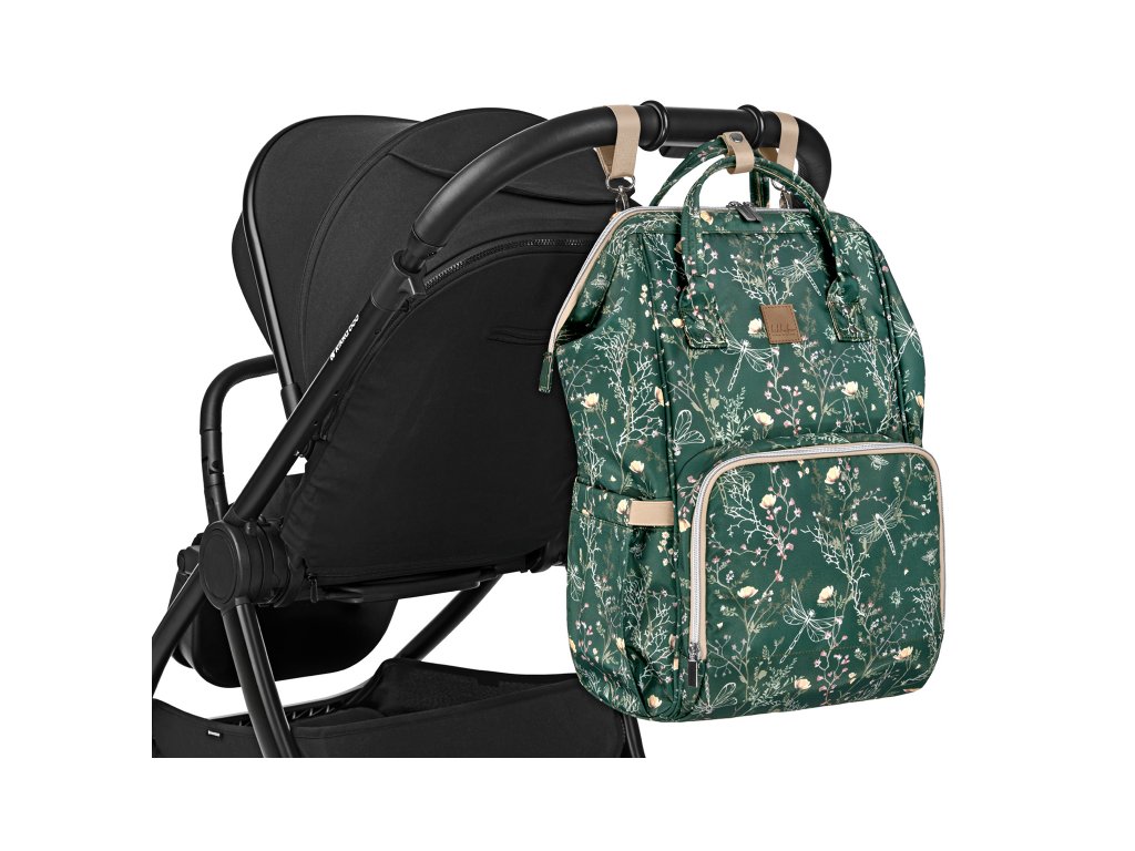 Prebaľovací batoh KikkaBoo Siena Luxe Secret Garden Deep Green