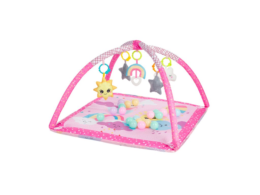 Hracia deka s hrazdou a loptičkami KikkaBoo Pink Sky