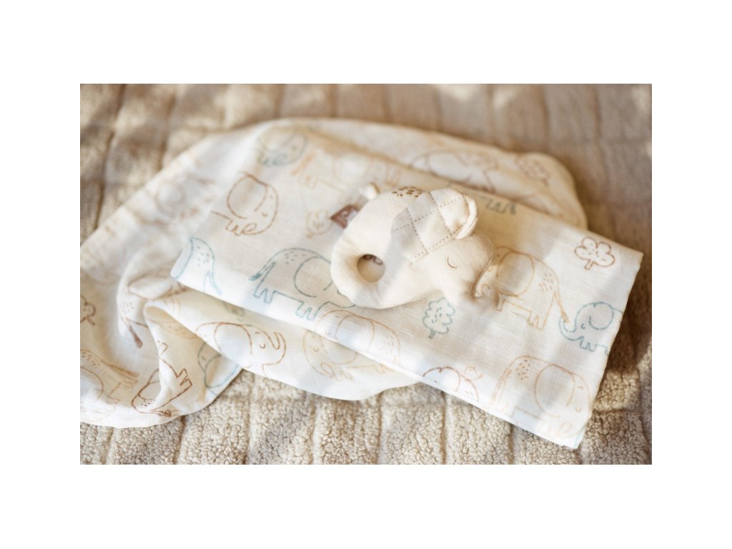 Jollein mušelínové obrúsky 31x31cm Elephant Tales 3 kusy