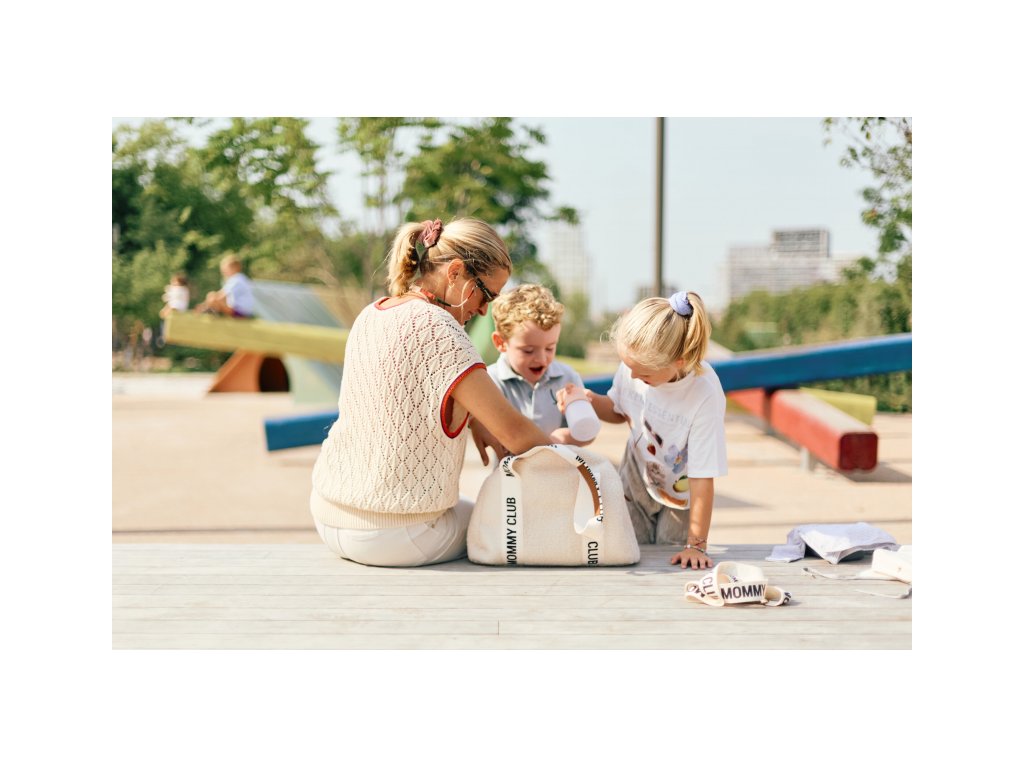 Prebaľovacia taška Mommy Club Signature Teddy Off White