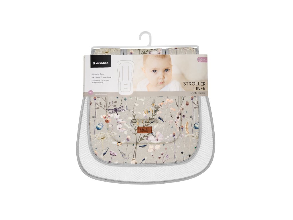 Sedacia podložka do kočíka KikkaBoo Dreamy Fields Grey