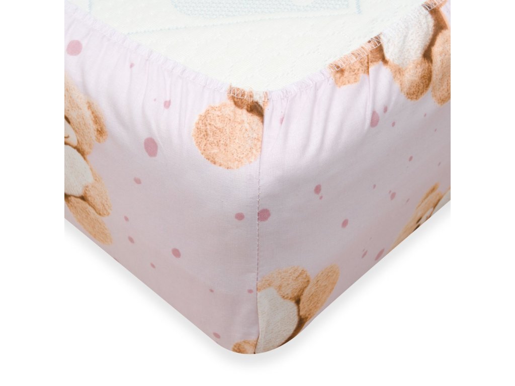 Jersey plachta New Baby 120x60 cm Love Teddy Bear pink