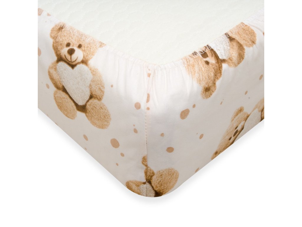Jersey plachta New Baby 120x60 cm Love Teddy Bear beige