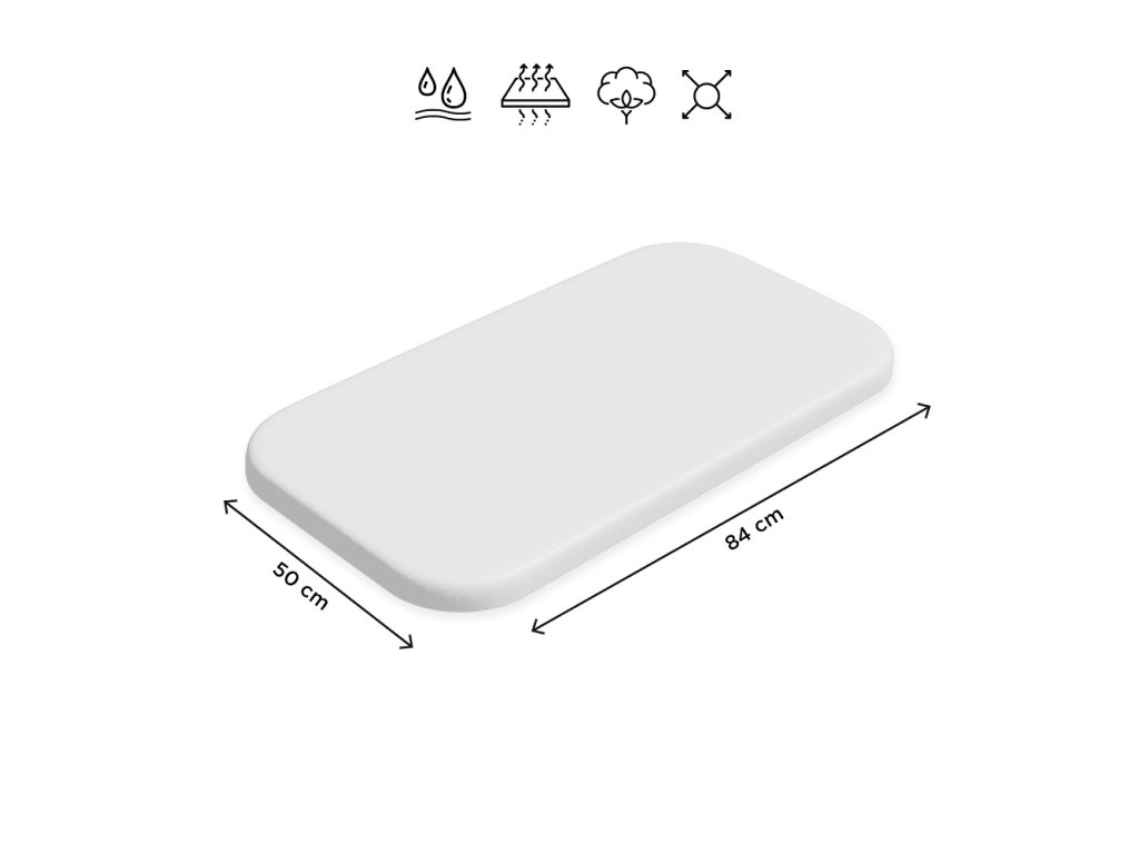 Nepremokavá plachta Petite&Mars Soft Dream Mini 84x50 White