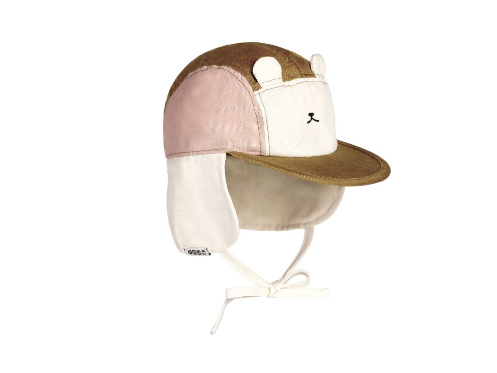 KiETLA OURS‘ON šiltovka s UV ochranou a ochranou krku - Pink Brown