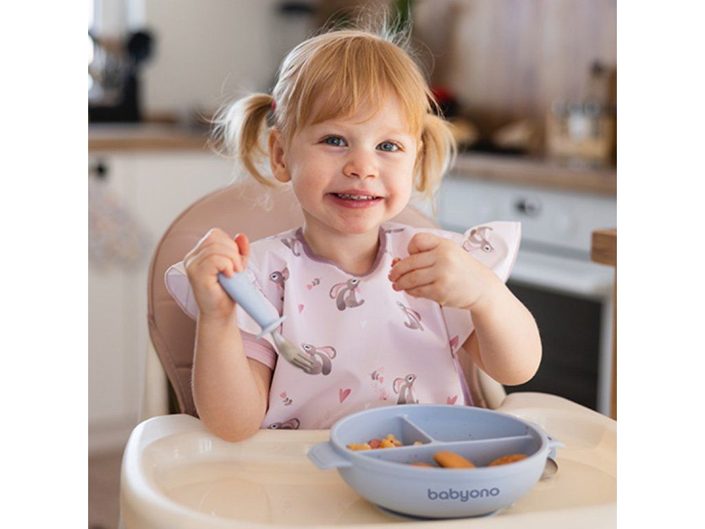Babyono tanierik s prísavkou a vrchnákom modrý