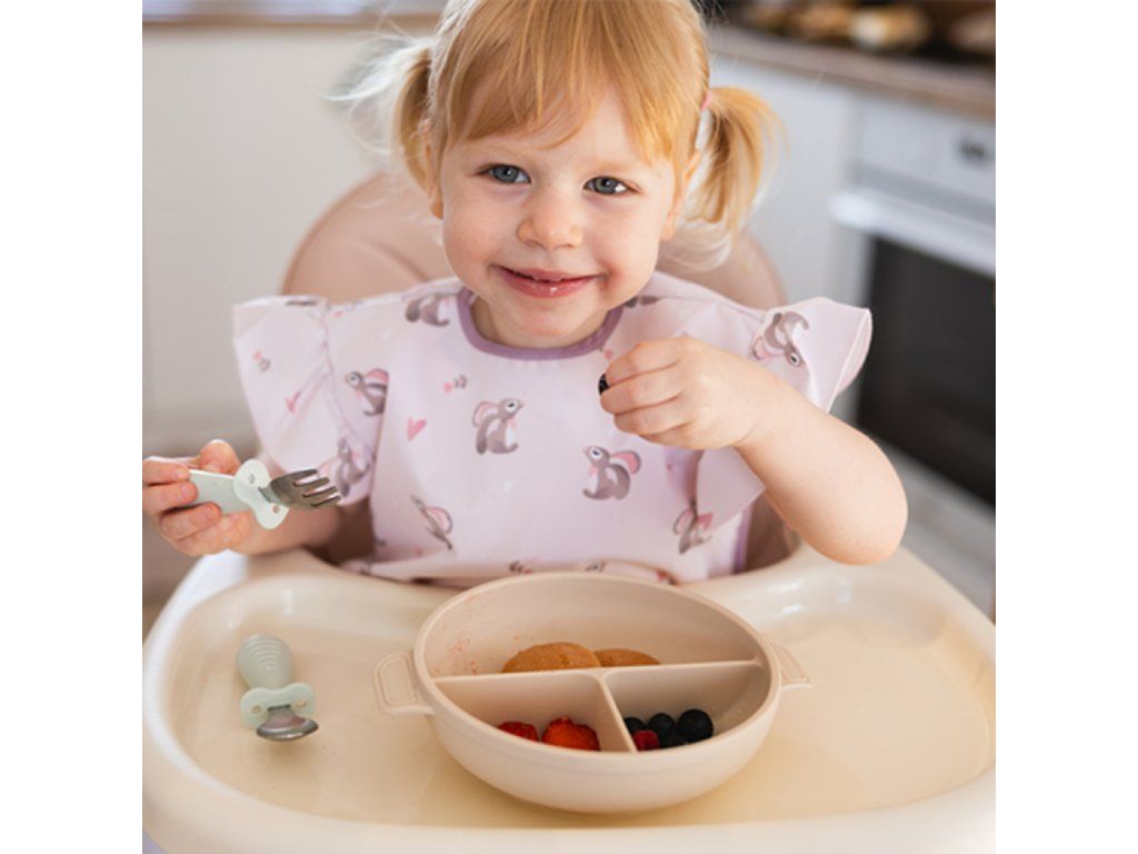 Babyono tanierik s prísavkou a vrchnákom béžový