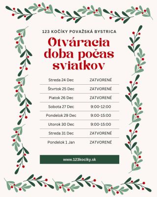 🎄 Šťastné a veselé Vianoce praje tím 123kociky.sk! Prajeme vám, aby ste si nadchádzajúce sviatočné dni užili v kruhu...
